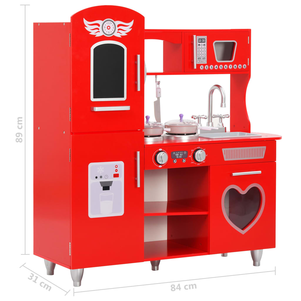 Spielküche Kinder MDF 84x31x89 cm Rot - Premium Spielzeug-Küchen & Spielzeug-Lebensmittel - Just €144.11! Shop now at homesales4u