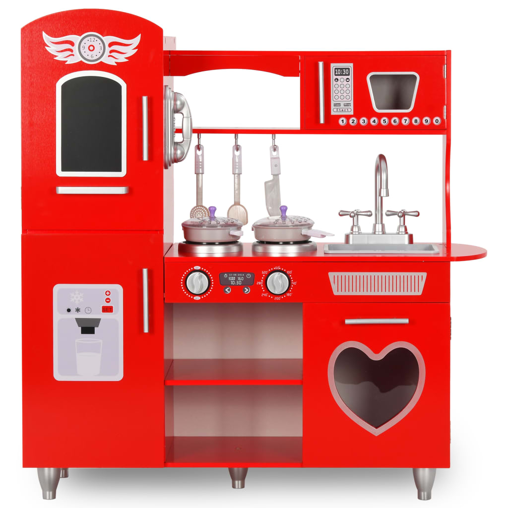 Spielküche Kinder MDF 84x31x89 cm Rot - Premium Spielzeug-Küchen & Spielzeug-Lebensmittel - Just €144.11! Shop now at homesales4u