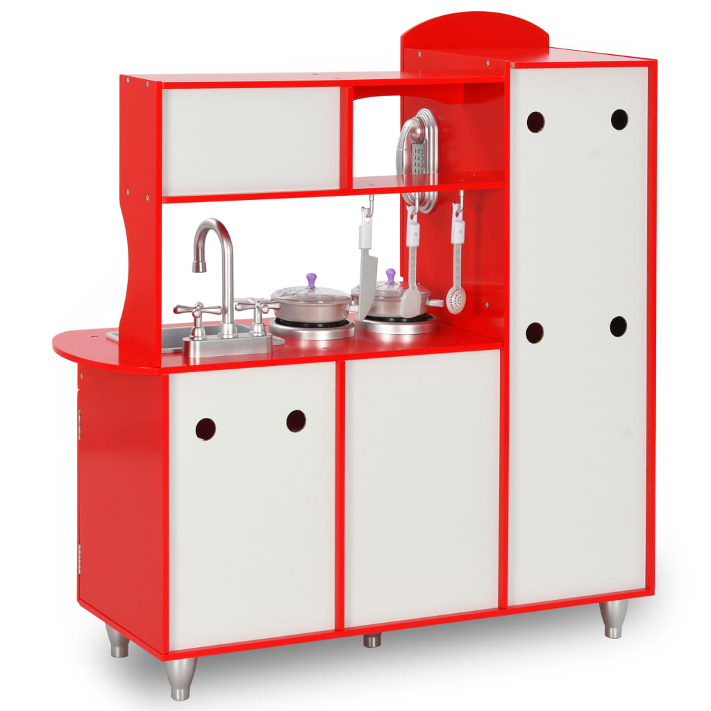 Spielküche Kinder MDF 84x31x89 cm Rot - Premium Spielzeug-Küchen & Spielzeug-Lebensmittel - Just €144.11! Shop now at homesales4u