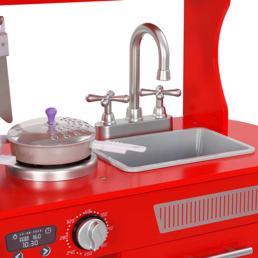 Spielküche Kinder MDF 84x31x89 cm Rot - Premium Spielzeug-Küchen & Spielzeug-Lebensmittel - Just €144.11! Shop now at homesales4u