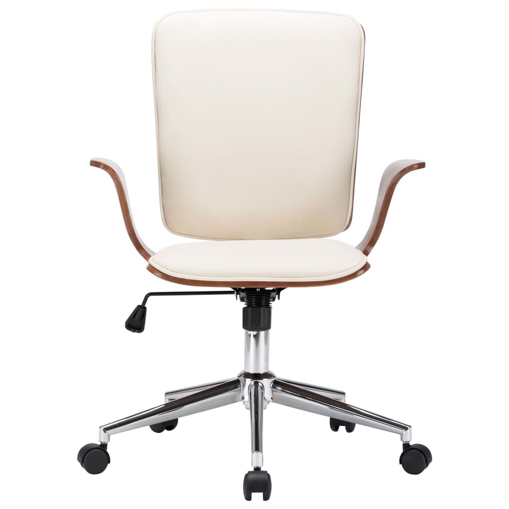 Drehbarer Bürostuhl Creme Kunstleder und Bugholz - Premium Bürostühle - Just €219.41! Shop now at homesales4u