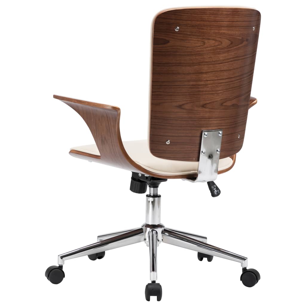 Drehbarer Bürostuhl Creme Kunstleder und Bugholz - Premium Bürostühle - Just €219.41! Shop now at homesales4u