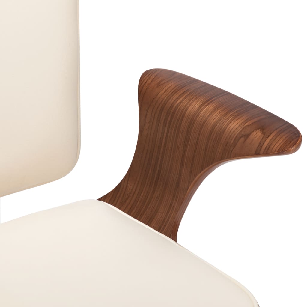 Drehbarer Bürostuhl Creme Kunstleder und Bugholz - Premium Bürostühle - Just €219.41! Shop now at homesales4u