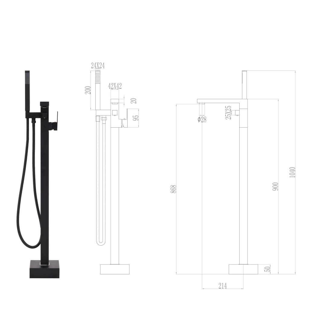 Freistehende Badewannenarmatur Schwarz Edelstahl 90 cm - Premium Badewanneneinläufe - Just €407.23! Shop now at homesales4u