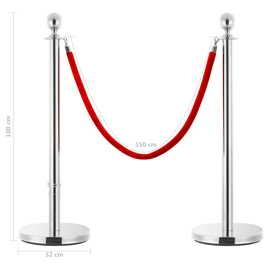 VIP Abgrenzungsständer 3-tlg. Edelstahl Silbern - Premium Sicherheits- & Warnschilder - Just €113.02! Shop now at homesales4u
