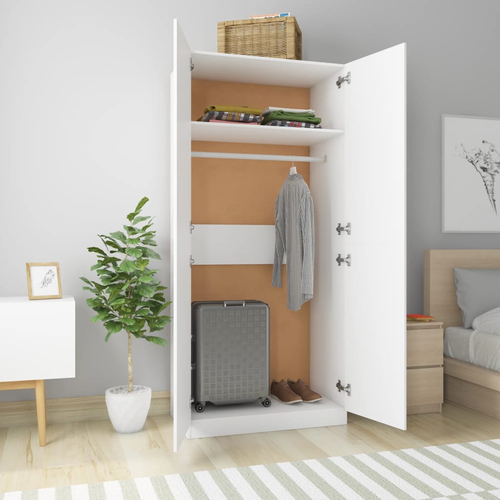 Kleiderschrank Weiß 90x52x200 cm Holzwerkstoff - Premium Kleiderschränke - Just €229.17! Shop now at homesales4u