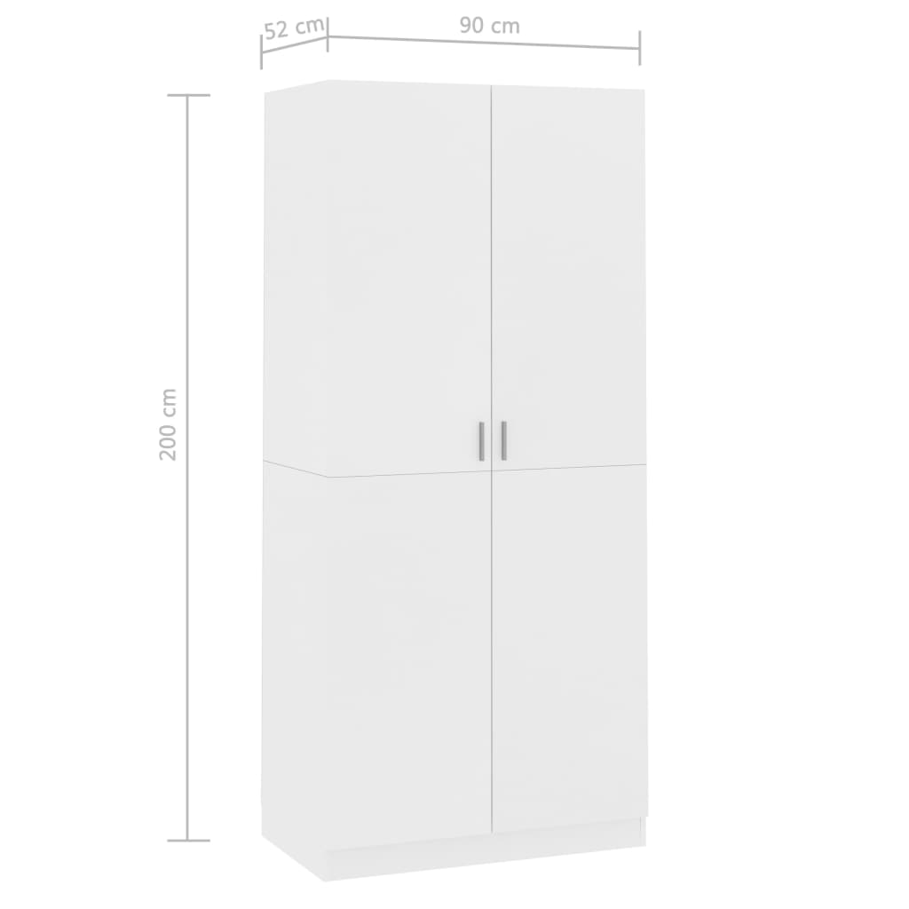 Kleiderschrank Weiß 90x52x200 cm Holzwerkstoff - Premium Kleiderschränke - Just €229.17! Shop now at homesales4u