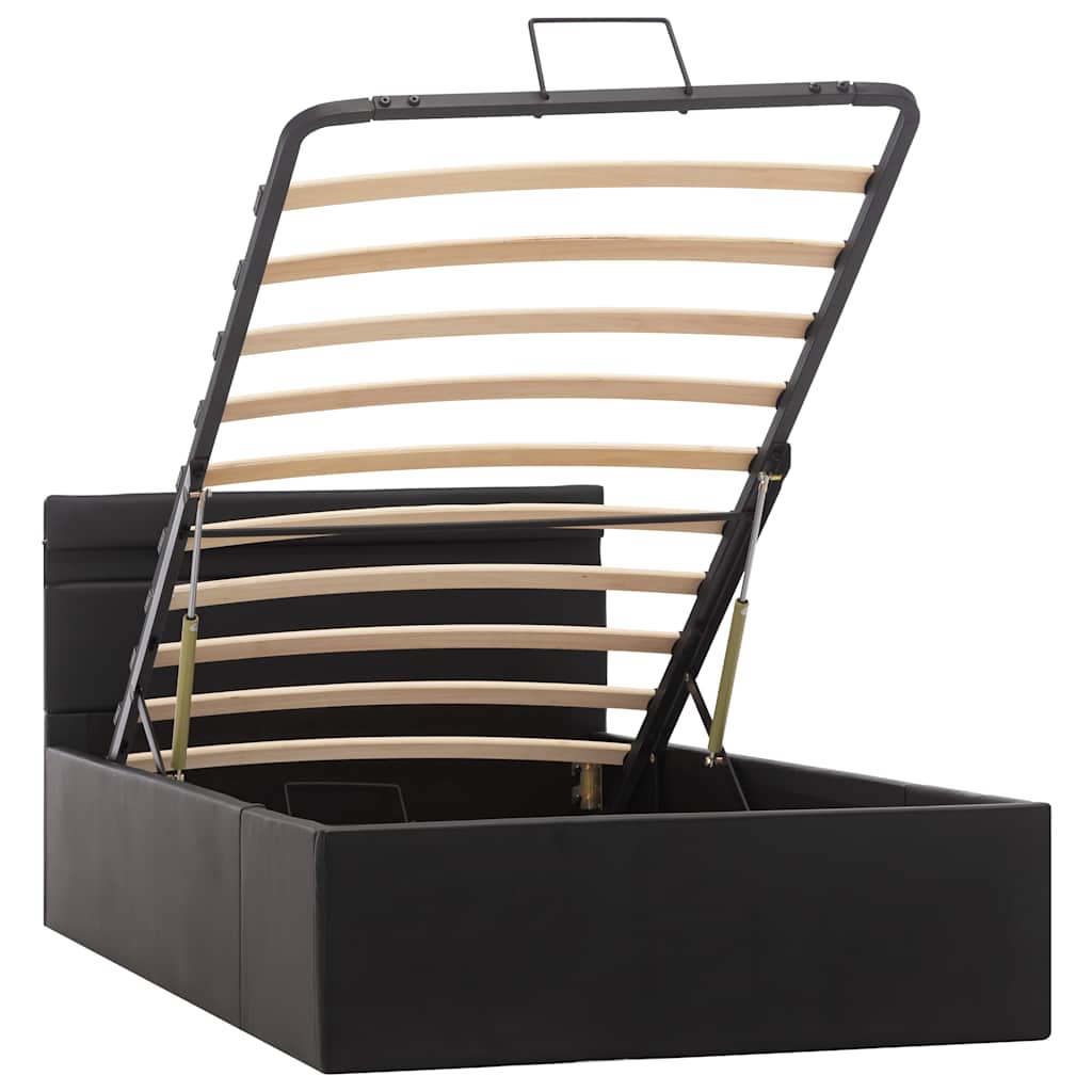 Bett mit Bettkasten Hydraulisch LED Schwarz Kunstleder 90x200cm - Premium Betten & Bettgestelle - Just €444.78! Shop now at homesales4u