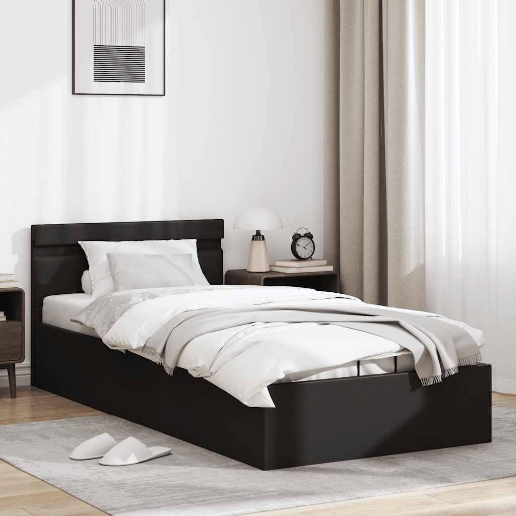 Bett mit Bettkasten Hydraulisch LED Schwarz Kunstleder 90x200cm - Premium Betten & Bettgestelle - Just €444.78! Shop now at homesales4u