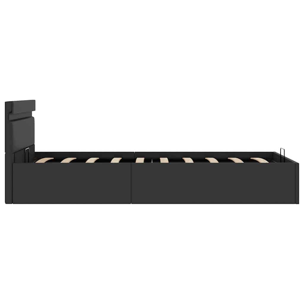 Bett mit Bettkasten Hydraulisch LED Schwarz Kunstleder 90x200cm - Premium Betten & Bettgestelle - Just €444.78! Shop now at homesales4u