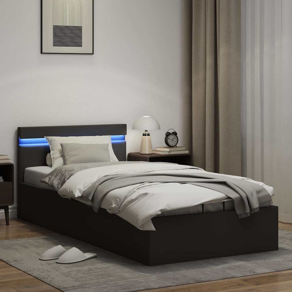 Bett mit Bettkasten Hydraulisch LED Kunstleder 100x200 cm - Premium Betten & Bettgestelle - Just €463.69! Shop now at homesales4u
