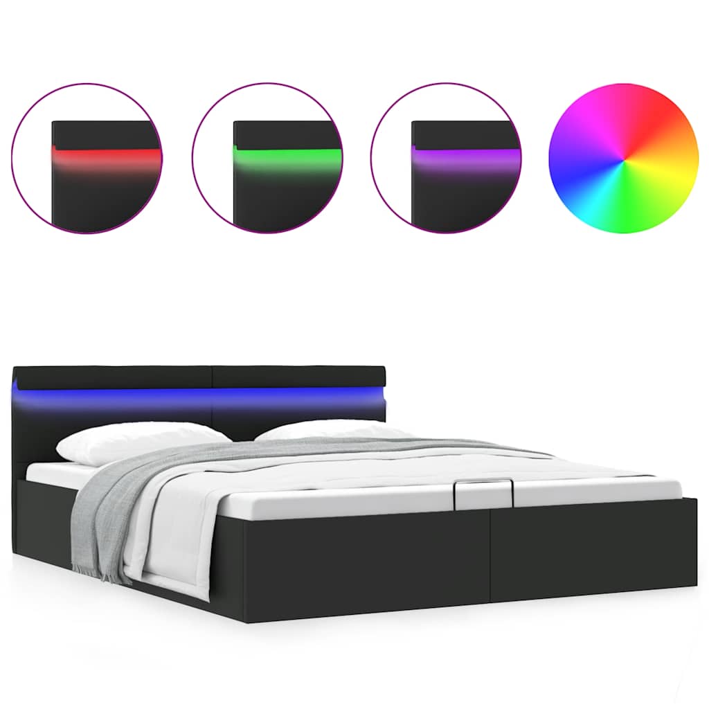 Bett mit Bettkasten Hydraulisch LED Kunstleder 160x200 cm - Premium Betten & Bettgestelle - Just €476.86! Shop now at homesales4u