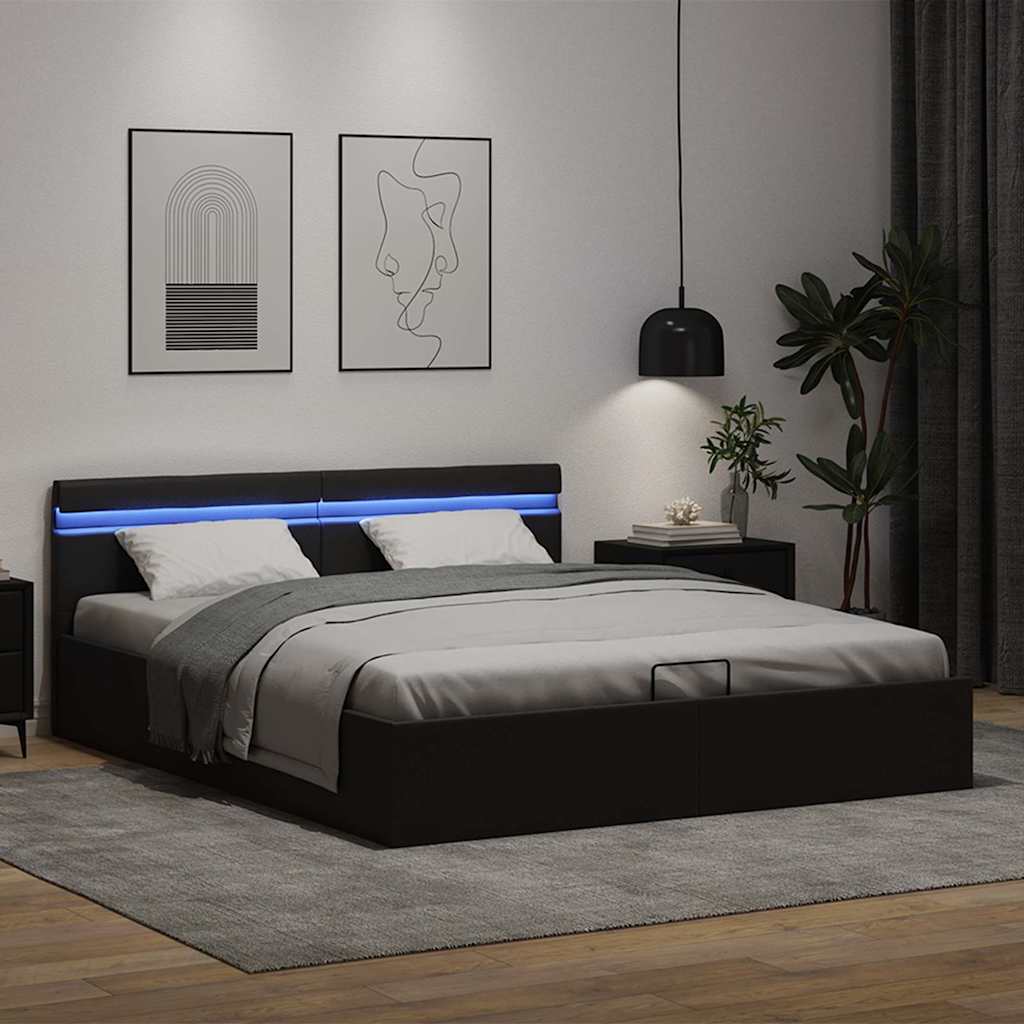 Bett mit Bettkasten Hydraulisch LED Kunstleder 160x200 cm - Premium Betten & Bettgestelle - Just €476.86! Shop now at homesales4u