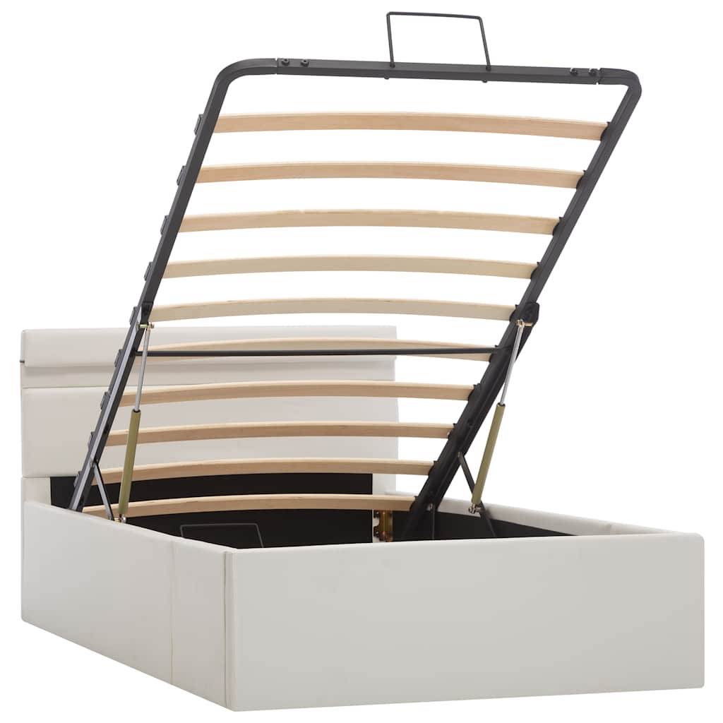 Bett mit Bettkasten Hydraulisch LED Weiß Kunstleder 90x200cm - Premium Betten & Bettgestelle - Just €427.61! Shop now at homesales4u