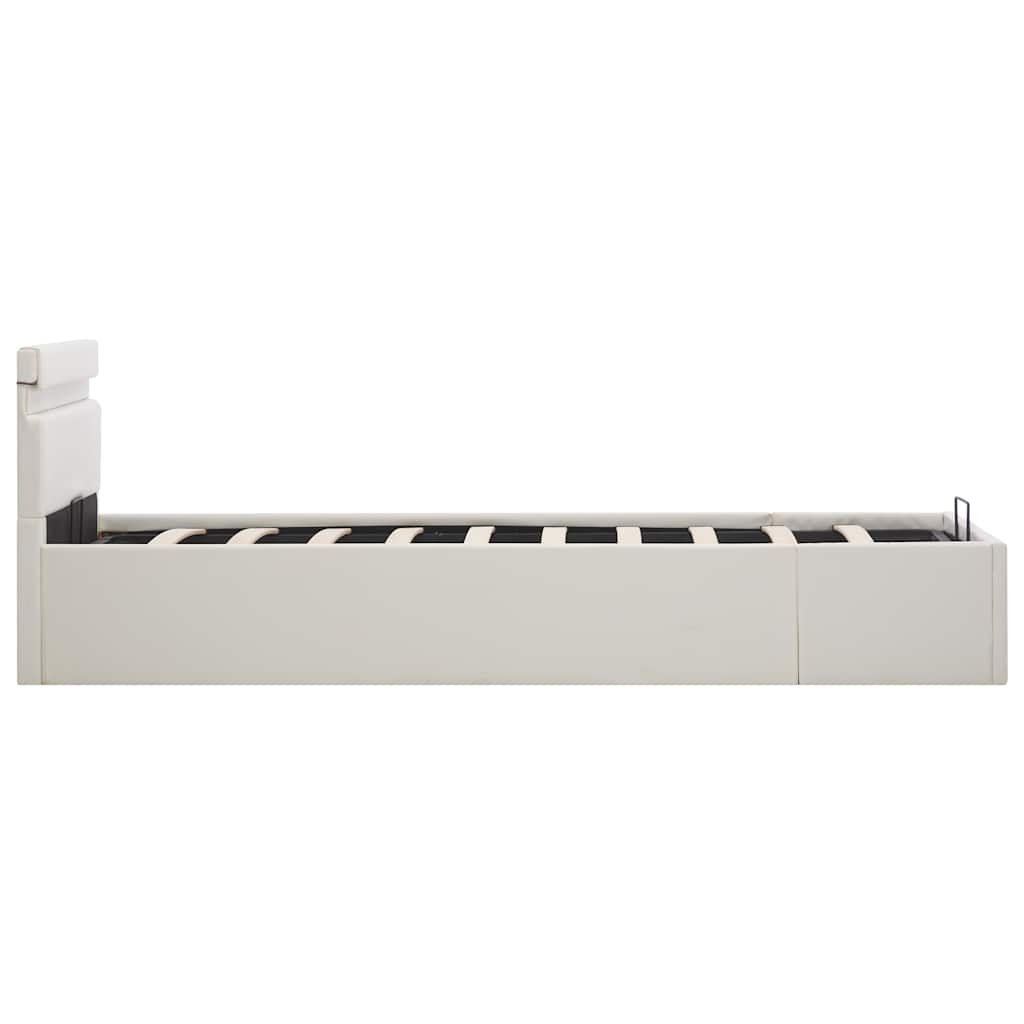 Bett mit Bettkasten Hydraulisch LED Weiß Kunstleder 90x200cm - Premium Betten & Bettgestelle - Just €427.61! Shop now at homesales4u
