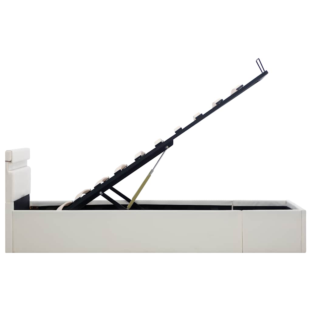 Bett mit Bettkasten Hydraulisch LED Weiß Kunstleder 90x200cm - Premium Betten & Bettgestelle - Just €427.61! Shop now at homesales4u