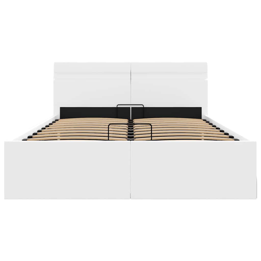 Bett mit Bettkasten Hydraulisch LED Weiß Kunstleder 120x200 cm - Premium Betten & Bettgestelle - Just €584.69! Shop now at homesales4u