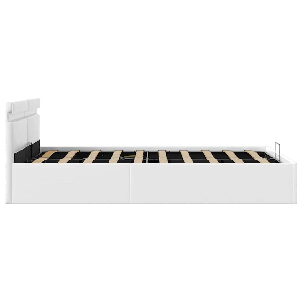 Bett mit Bettkasten Hydraulisch LED Weiß Kunstleder 120x200 cm - Premium Betten & Bettgestelle - Just €584.69! Shop now at homesales4u