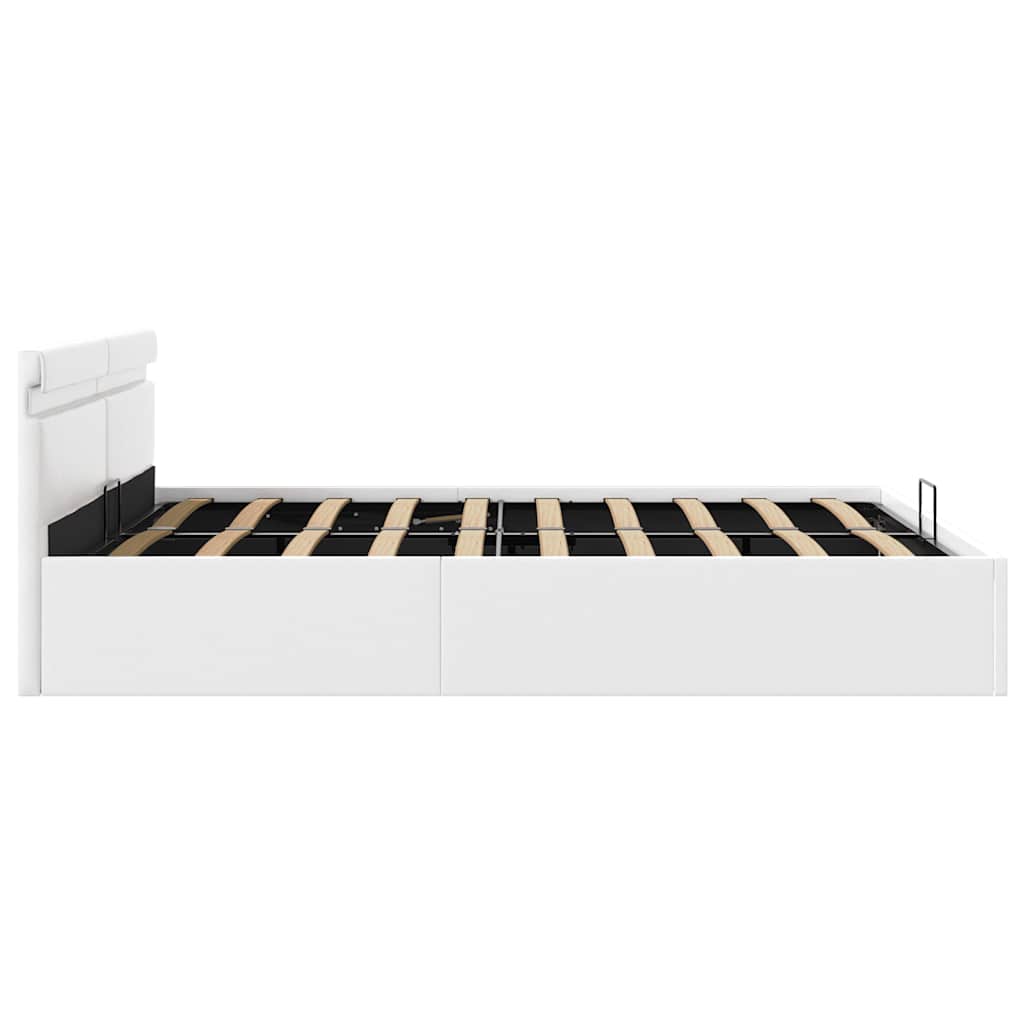 Bett mit Bettkasten Hydraulisch LED Weiß Kunstleder 160x200 cm - Premium Betten & Bettgestelle - Just €485.41! Shop now at homesales4u