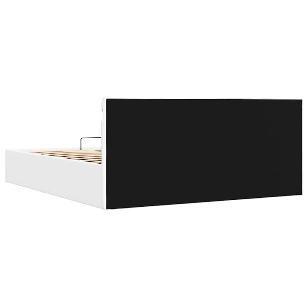 Bett mit Bettkasten Hydraulisch LED Weiß Kunstleder 160x200 cm - Premium Betten & Bettgestelle - Just €485.41! Shop now at homesales4u