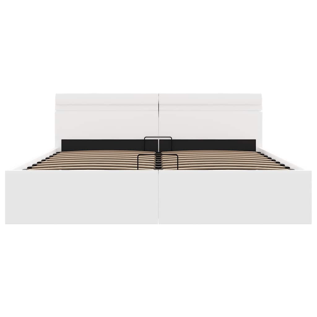 Bett mit Bettkasten Hydraulisch LED Weiß Kunstleder 180x200 cm - Premium Betten & Bettgestelle - Just €501.42! Shop now at homesales4u
