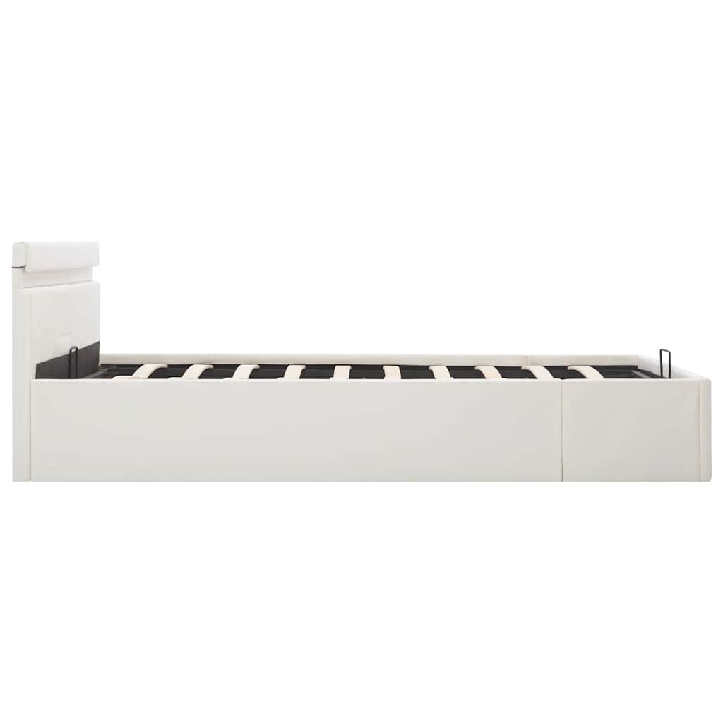 Bett mit Bettkasten Hydraulisch LED Weiß Kunstleder 180x200 cm - Premium Betten & Bettgestelle - Just €501.42! Shop now at homesales4u