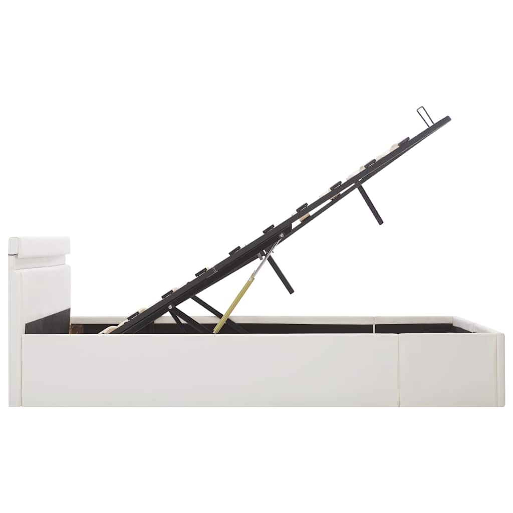 Bett mit Bettkasten Hydraulisch LED Weiß Kunstleder 180x200 cm - Premium Betten & Bettgestelle - Just €501.42! Shop now at homesales4u