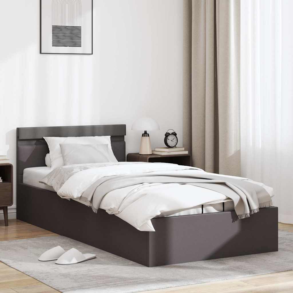 Bett mit Bettkasten Hydraulisch LED Grau Kunstleder 90x200 cm - Premium Betten & Bettgestelle - Just €391.27! Shop now at homesales4u