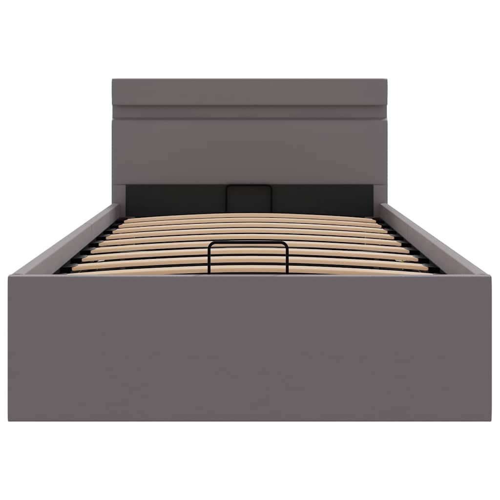 Bett mit Bettkasten Hydraulisch LED Grau Kunstleder 90x200 cm - Premium Betten & Bettgestelle - Just €391.27! Shop now at homesales4u