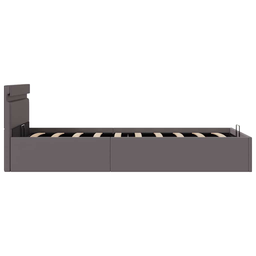 Bett mit Bettkasten Hydraulisch LED Grau Kunstleder 90x200 cm - Premium Betten & Bettgestelle - Just €391.27! Shop now at homesales4u