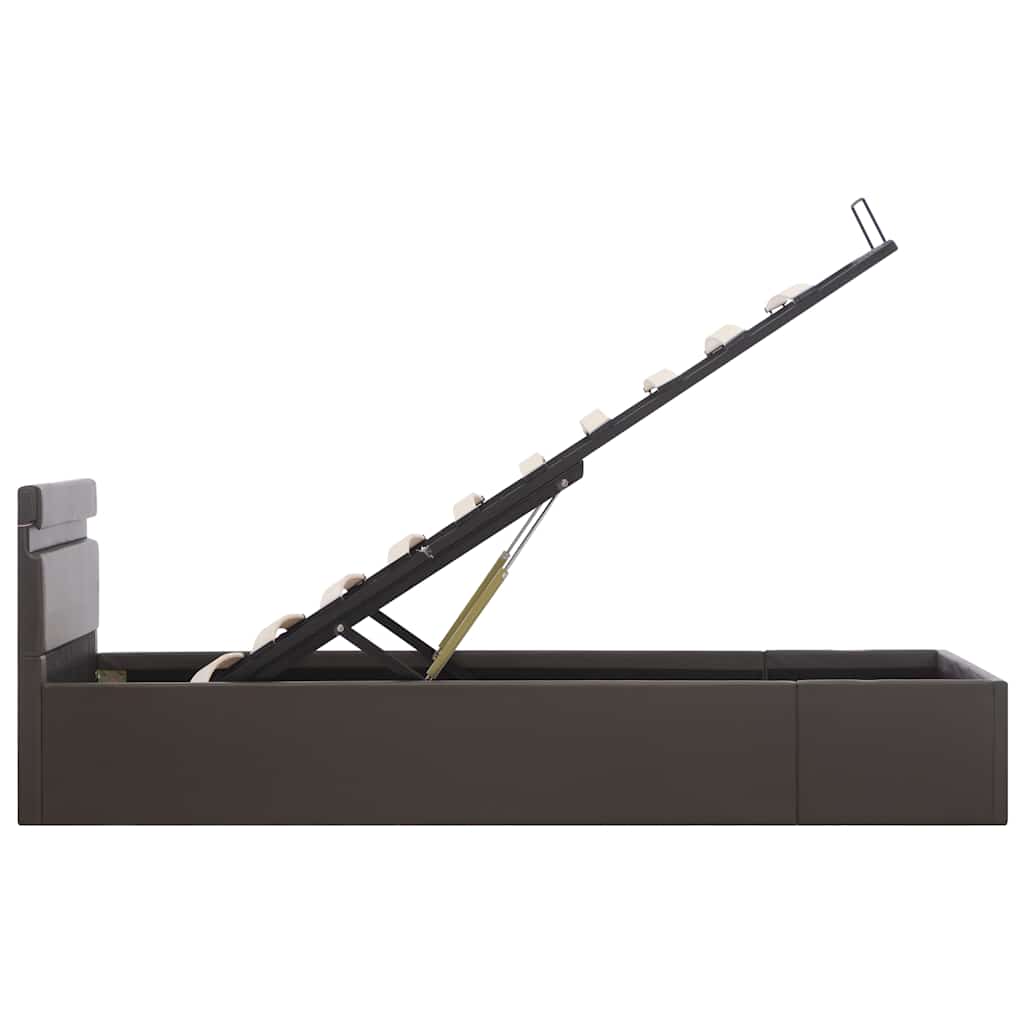 Bett mit Bettkasten Hydraulisch LED Grau Kunstleder 90x200 cm - Premium Betten & Bettgestelle - Just €391.27! Shop now at homesales4u