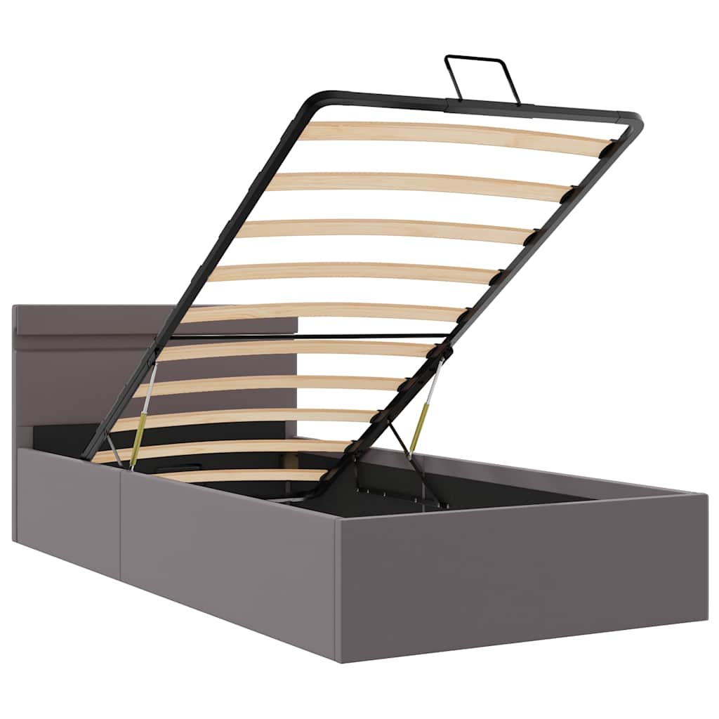 Bett mit Bettkasten Hydraulisch LED Grau Kunstleder 90x200 cm - Premium Betten & Bettgestelle - Just €391.27! Shop now at homesales4u