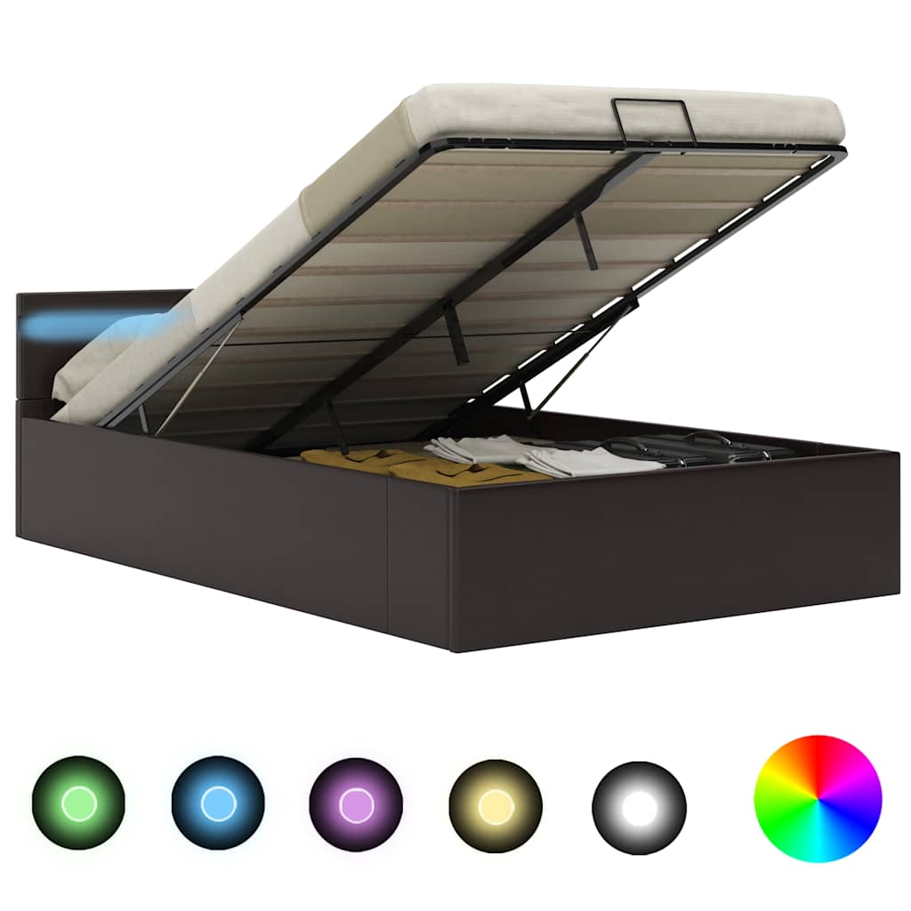 Bett mit Bettkasten Hydraulisch LED Grau Kunstleder 120x200 cm - Premium Betten & Bettgestelle - Just €512.80! Shop now at homesales4u