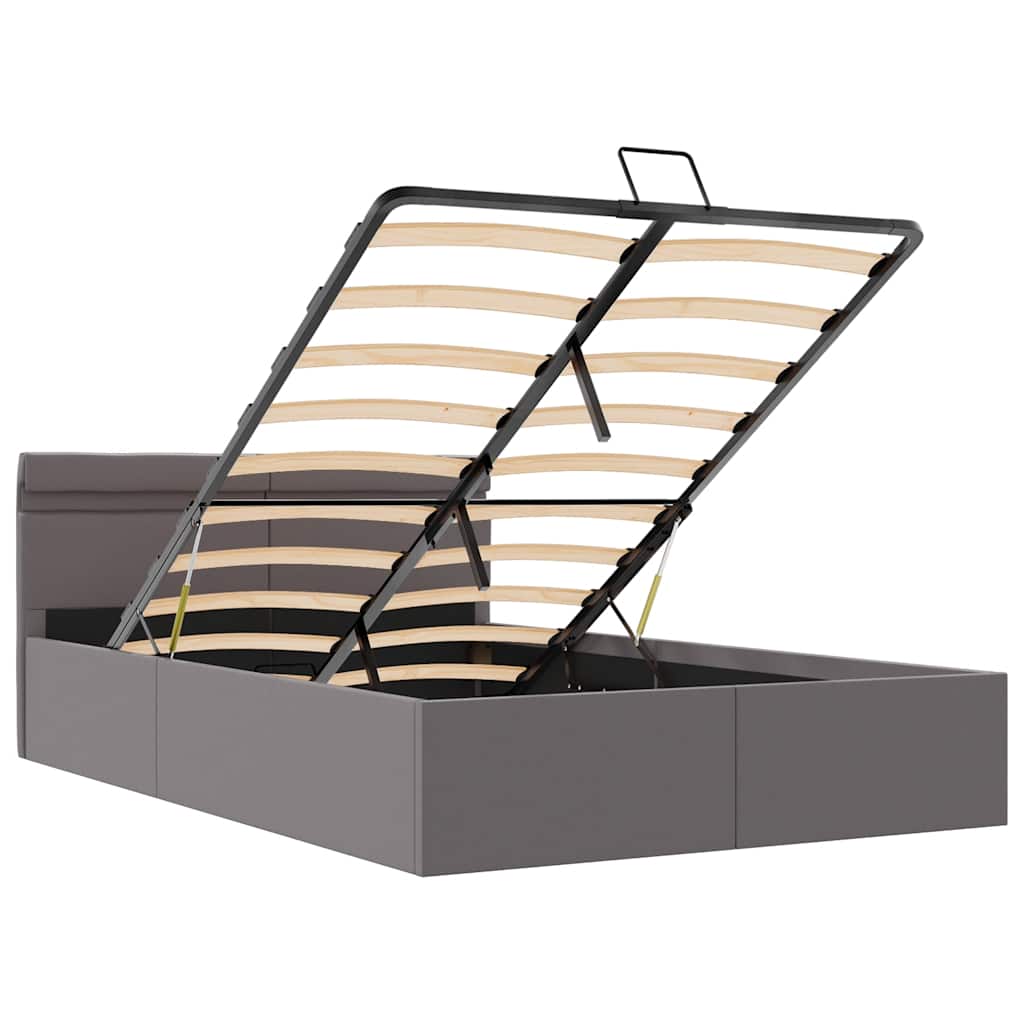 Bett mit Bettkasten Hydraulisch LED Grau Kunstleder 120x200 cm - Premium Betten & Bettgestelle - Just €512.80! Shop now at homesales4u