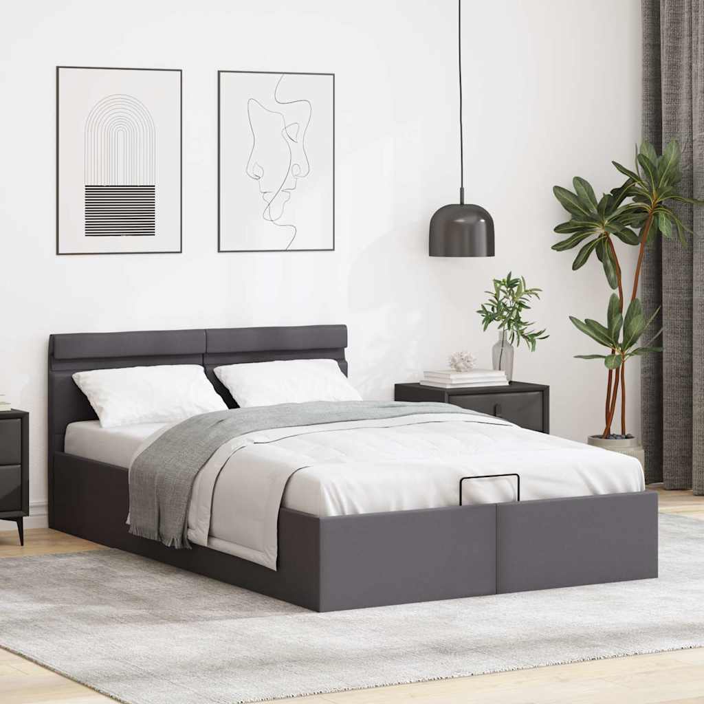 Bett mit Bettkasten Hydraulisch LED Grau Kunstleder 140x200 cm - Premium Betten & Bettgestelle - Just €500.19! Shop now at homesales4u