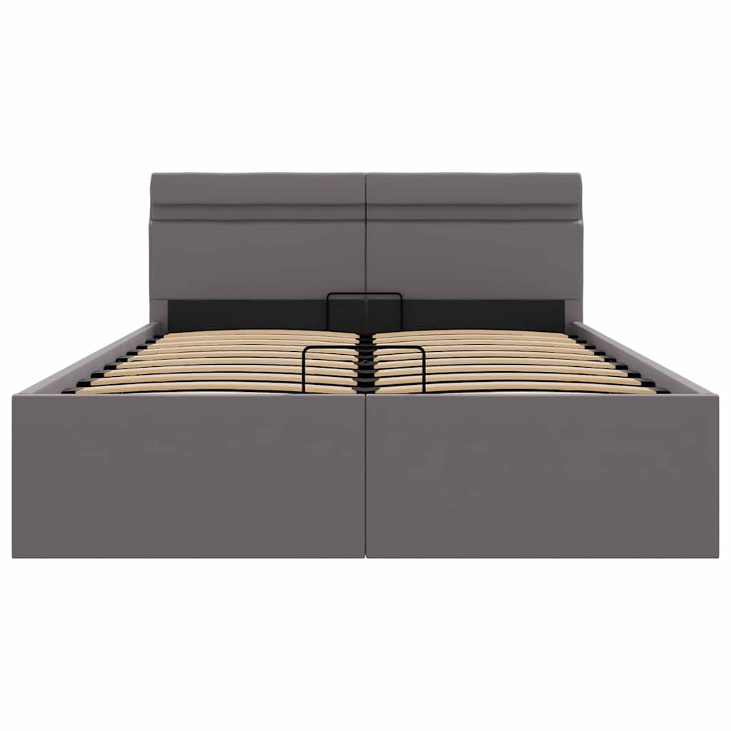 Bett mit Bettkasten Hydraulisch LED Grau Kunstleder 140x200 cm - Premium Betten & Bettgestelle - Just €500.19! Shop now at homesales4u