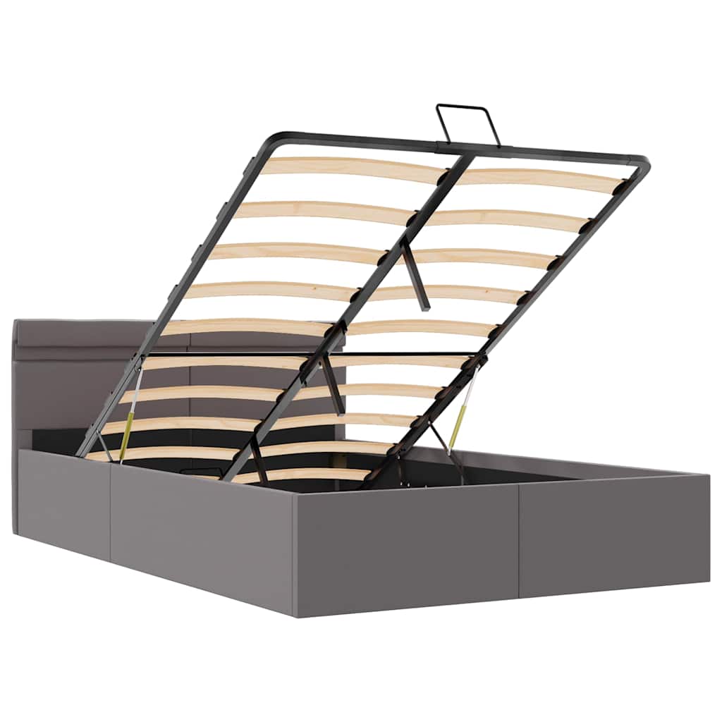 Bett mit Bettkasten Hydraulisch LED Grau Kunstleder 140x200 cm - Premium Betten & Bettgestelle - Just €500.19! Shop now at homesales4u