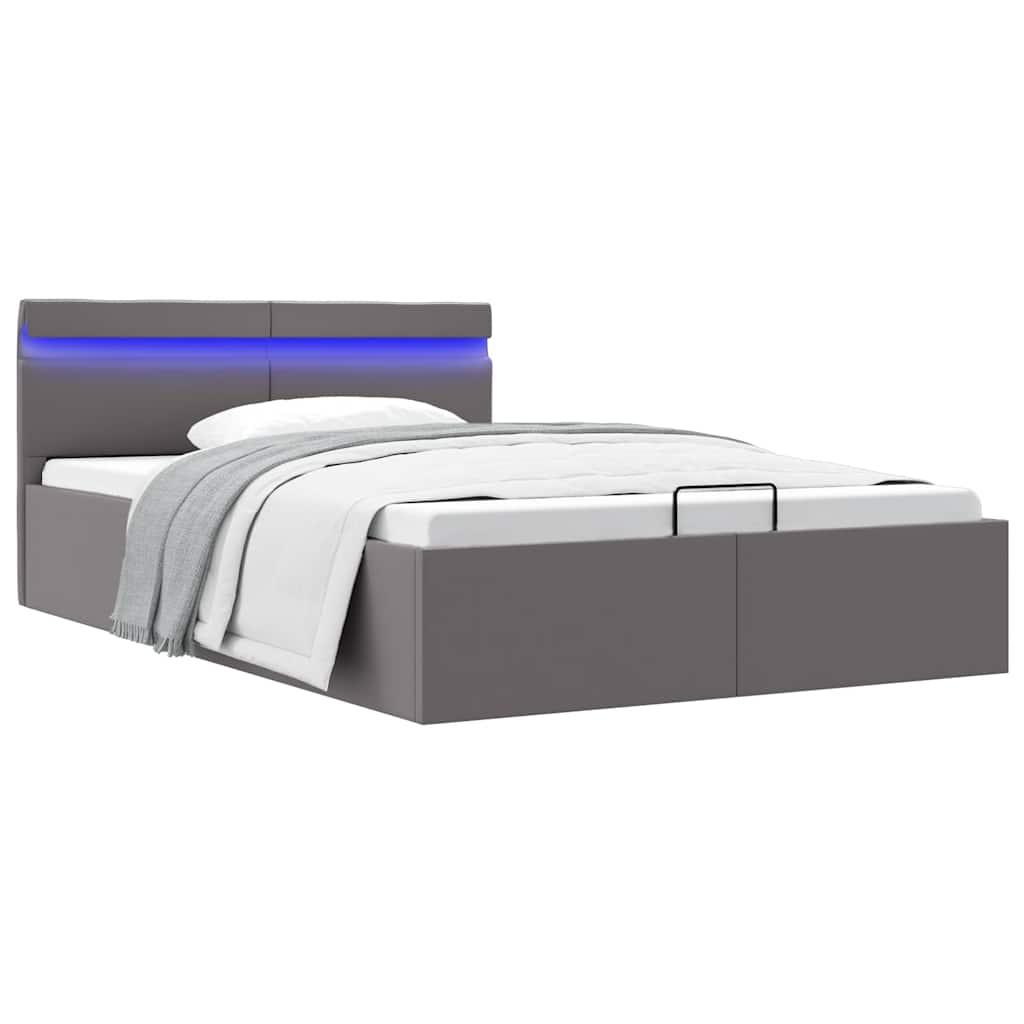 Bett mit Bettkasten Hydraulisch LED Grau Kunstleder 140x200 cm - Premium Betten & Bettgestelle - Just €500.19! Shop now at homesales4u