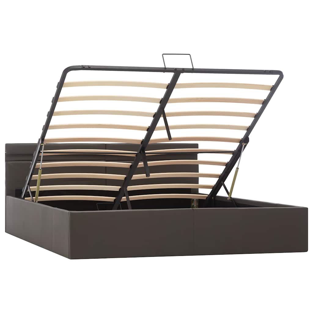 Bett mit Bettkasten Hydraulisch LED Grau Kunstleder 160x200 cm - Premium Betten & Bettgestelle - Just €452.94! Shop now at homesales4u