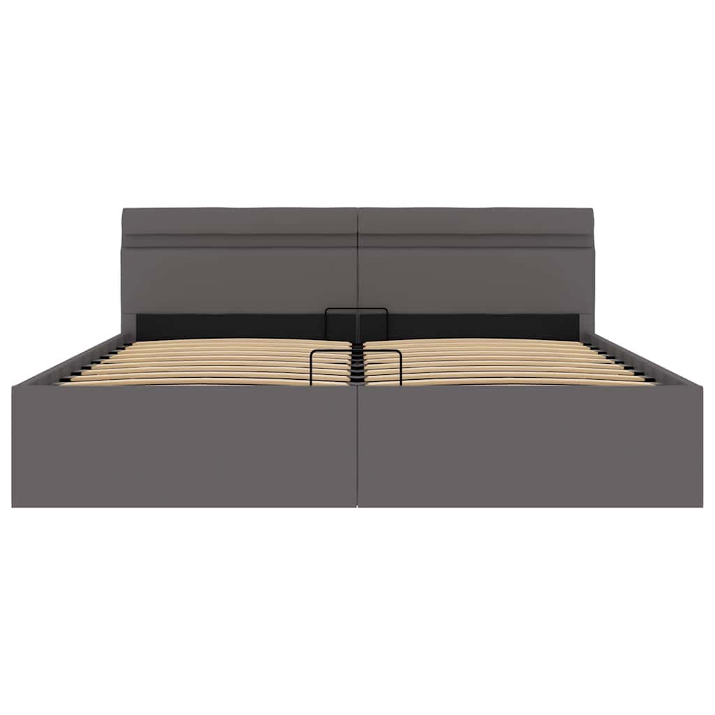 Bett mit Bettkasten Hydraulisch LED Grau Kunstleder 160x200 cm - Premium Betten & Bettgestelle - Just €452.94! Shop now at homesales4u