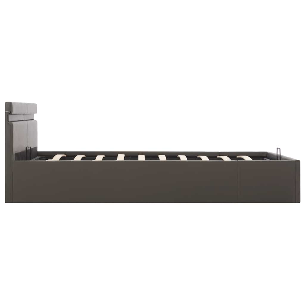 Bett mit Bettkasten Hydraulisch LED Grau Kunstleder 160x200 cm - Premium Betten & Bettgestelle - Just €452.94! Shop now at homesales4u