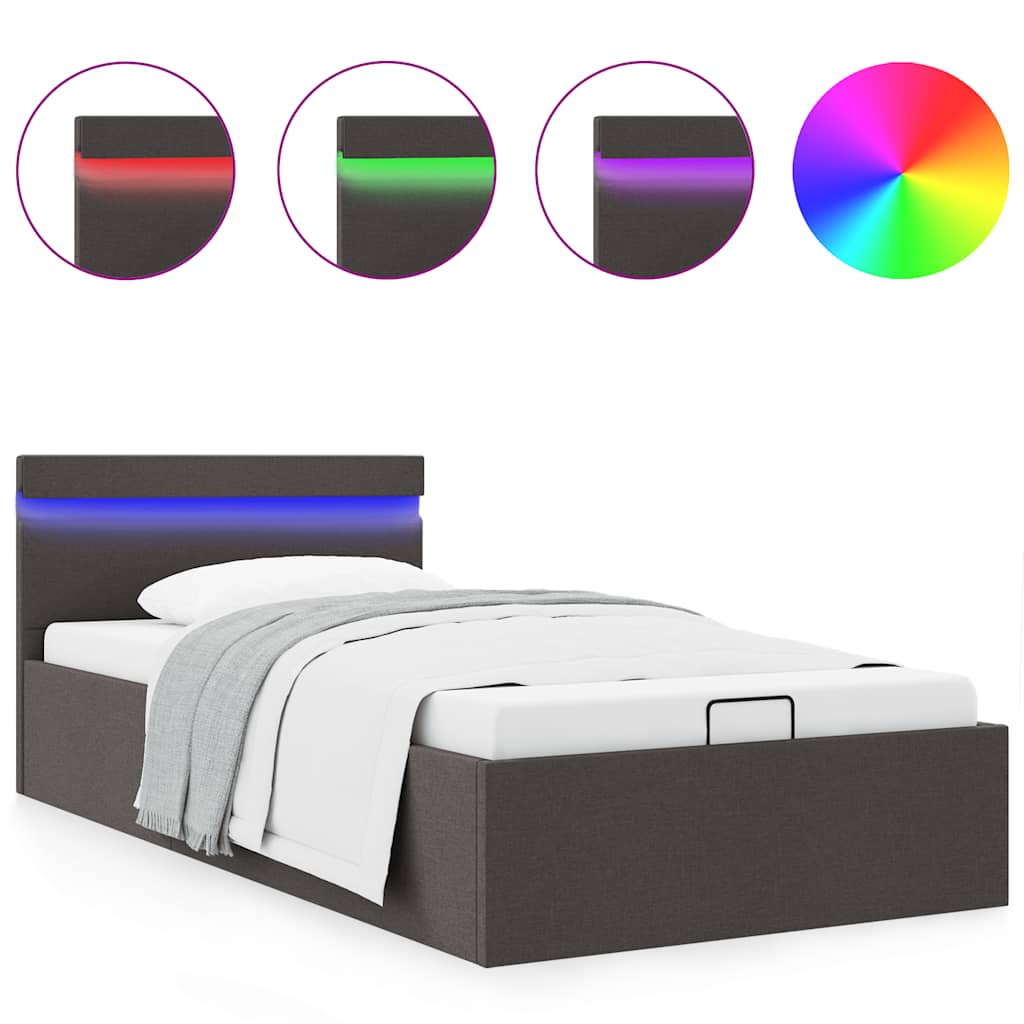 Bett mit Bettkasten Hydraulisch LED Dunkelgrau Stoff 90x200 cm - Premium Betten & Bettgestelle - Just €489.85! Shop now at homesales4u