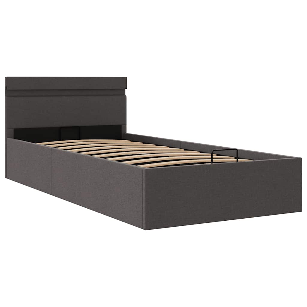 Bett mit Bettkasten Hydraulisch LED Dunkelgrau Stoff 90x200 cm - Premium Betten & Bettgestelle - Just €489.85! Shop now at homesales4u