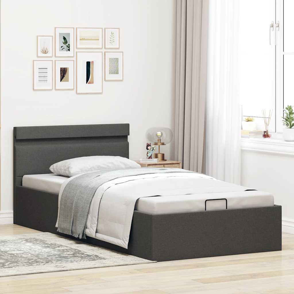 Bett mit Bettkasten Hydraulisch LED Dunkelgrau Stoff 90x200 cm - Premium Betten & Bettgestelle - Just €489.85! Shop now at homesales4u