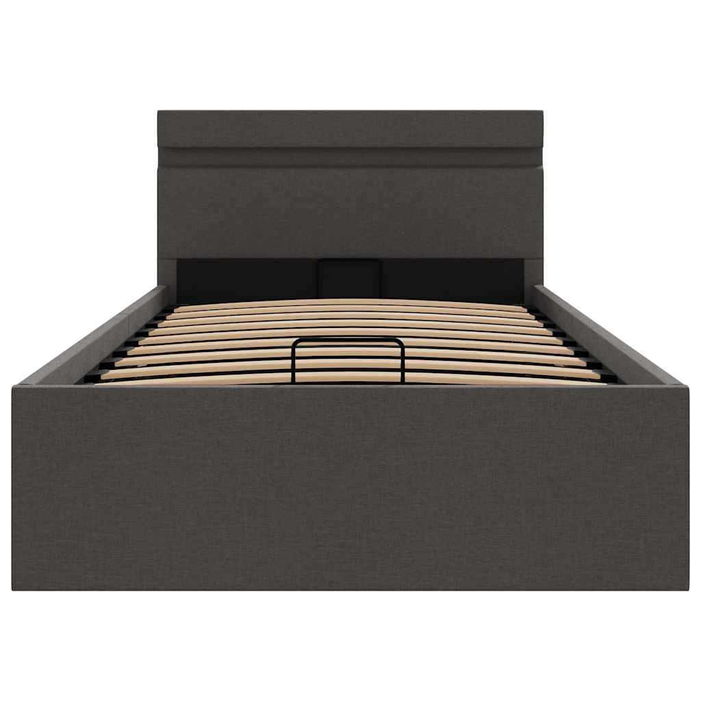 Bett mit Bettkasten Hydraulisch LED Dunkelgrau Stoff 90x200 cm - Premium Betten & Bettgestelle - Just €489.85! Shop now at homesales4u