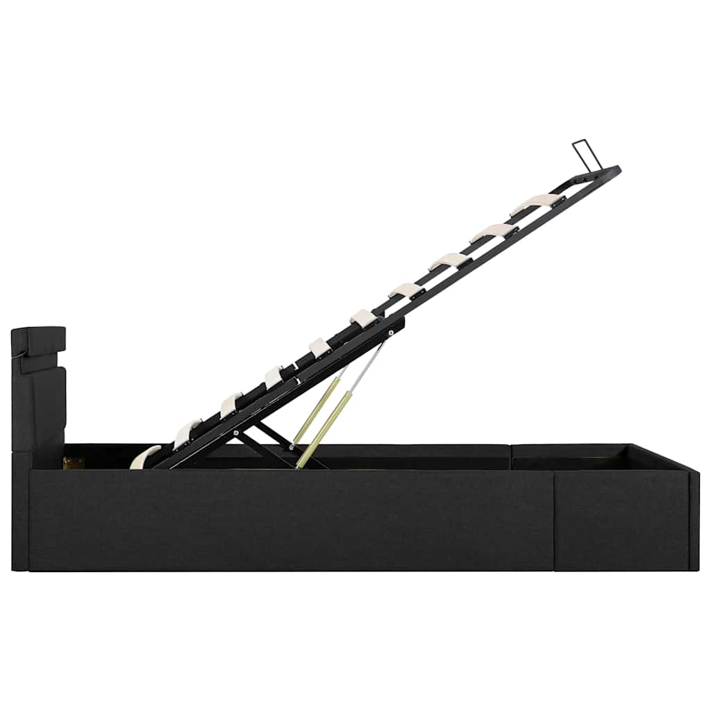 Bett mit Bettkasten Hydraulisch LED Dunkelgrau Stoff 90x200 cm - Premium Betten & Bettgestelle - Just €489.85! Shop now at homesales4u