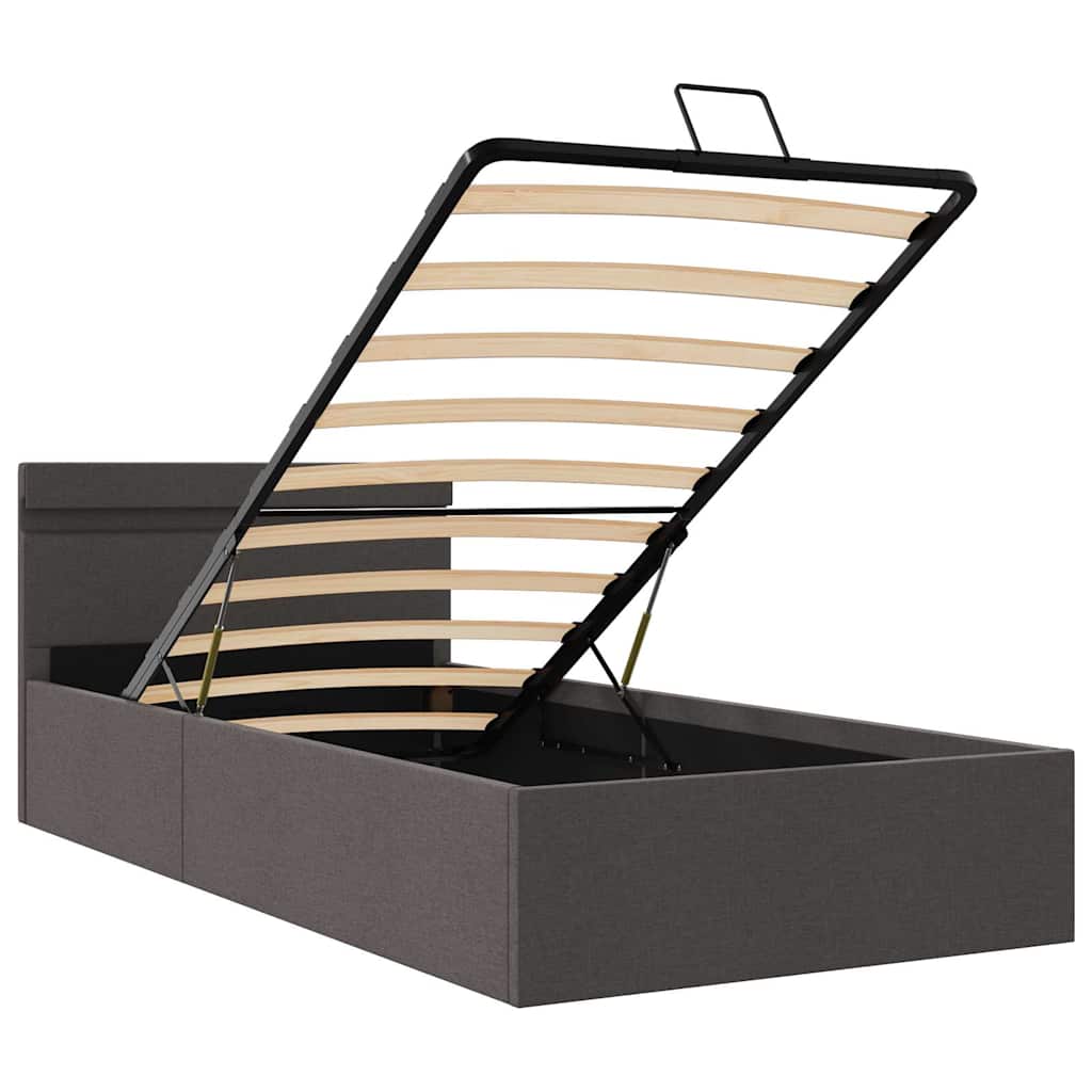 Bett mit Bettkasten Hydraulisch LED Dunkelgrau Stoff 90x200 cm - Premium Betten & Bettgestelle - Just €489.85! Shop now at homesales4u