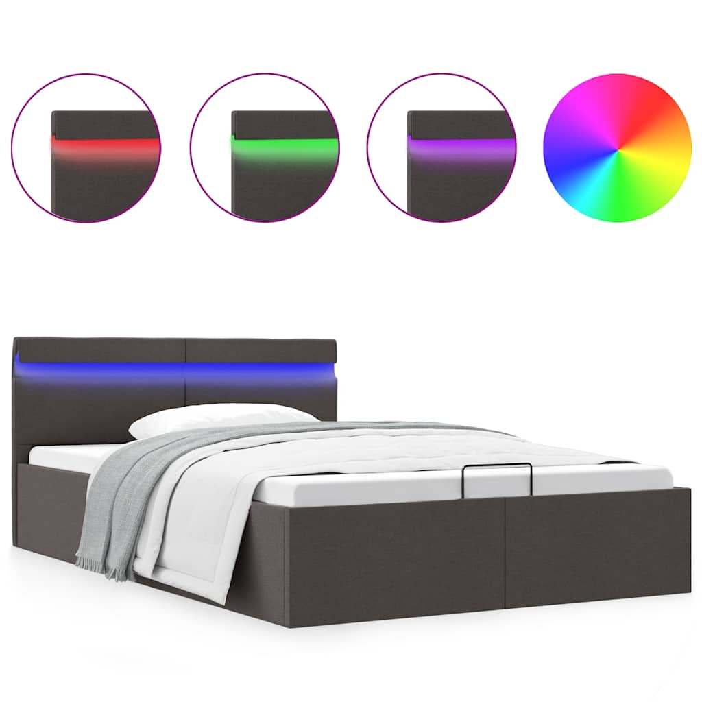 Bett mit Bettkasten Hydraulisch LED Dunkelgrau Stoff 120x200 cm - Premium Betten & Bettgestelle - Just €505.73! Shop now at homesales4u