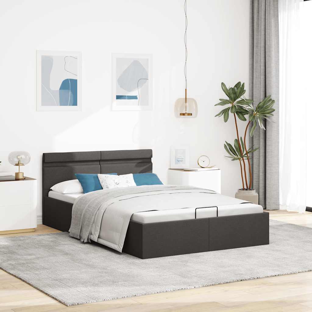 Bett mit Bettkasten Hydraulisch LED Dunkelgrau Stoff 120x200 cm - Premium Betten & Bettgestelle - Just €505.73! Shop now at homesales4u