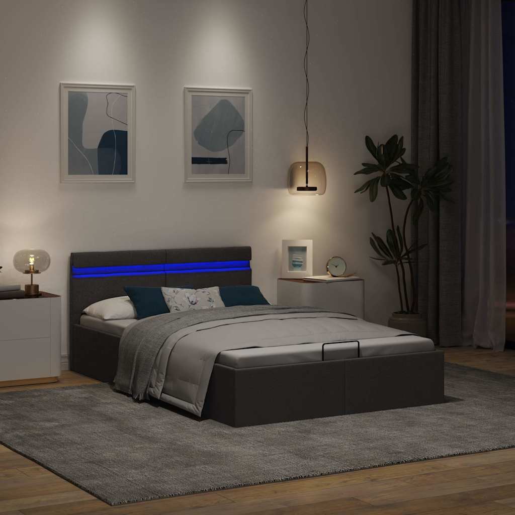 Bett mit Bettkasten Hydraulisch LED Dunkelgrau Stoff 120x200 cm - Premium Betten & Bettgestelle - Just €505.73! Shop now at homesales4u